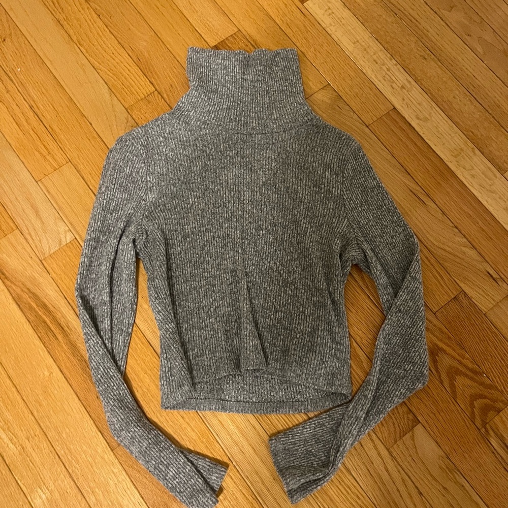 Grey Turtleneck Top